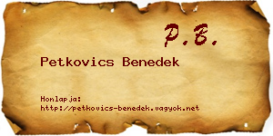 Petkovics Benedek névjegykártya