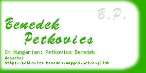 benedek petkovics business card